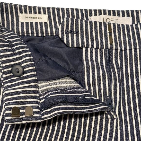Loft The Riviera Slim Size 0P (28x21.5) Blue White Stripe Nautical Button‎ Front - Picture 6 of 12